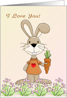Funny rabbit loves you card. card