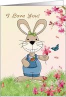 Funny rabbit loves you card. card