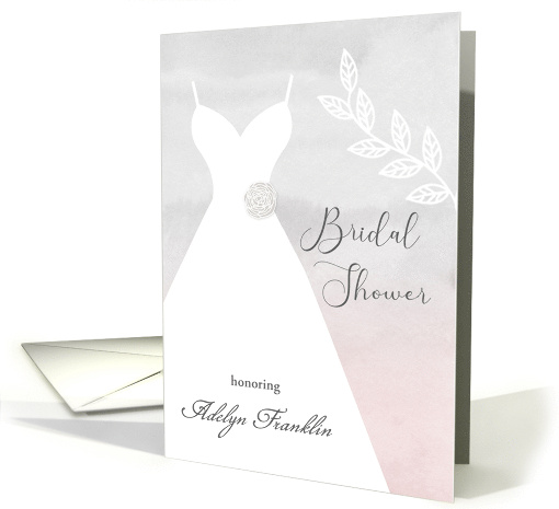 Bridal Shower Invitation Pink and Gray Wedding Gown card (742559)