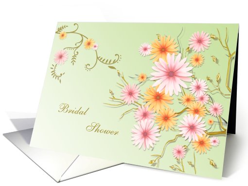 Bridal shower invitation - daisy flowers on light lime... (742562)