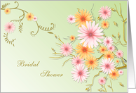 Bridal shower invitation - daisy flowers on light lime color background card