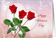 Valentine’s Day card with red roses and heart. card