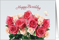 Happy Birthday card with pink roses card