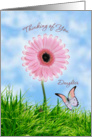 Thinking of you Daughter card with pink daisy-gerbera and butterfly card
