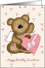 Birthday on Sweetest Day with Teddy Bear angel and sweets Card