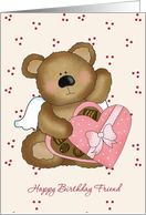 Birthday card for Friend with Teddy Bear and sweets card
