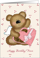 Birthday card for Niece with Teddy Bear and sweets card