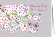 Save the date, Engagement Party - Cherry blossom (Sakura) and butterflies. card