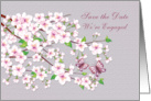 Save the date, Engagement Party - Cherry blossom (Sakura) and butterflies. card