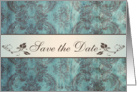 Save the date Announcement - Damask blue brown card