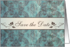 Save the date Engagement party Invitation - Damask blue brown card