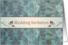 Wedding Invitation- Damask blue brown card