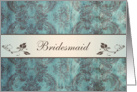 Wedding Menu Place card for Bridesmaid - Damask blue brown card