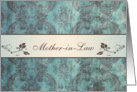Wedding Menu Place card for Mother-in-Law - Damask blue brown card