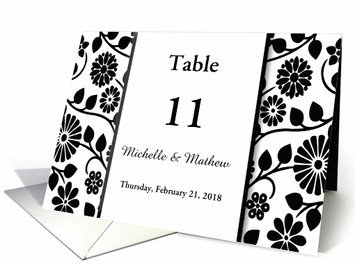 Black and white floral damask - Wedding menu Place card (772922)