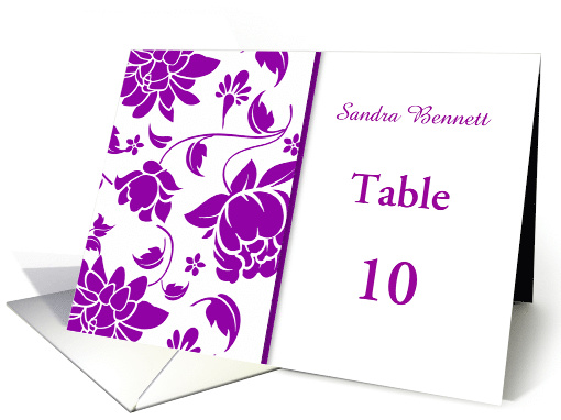 Damask floral purple - Wedding menu Place card (772929)