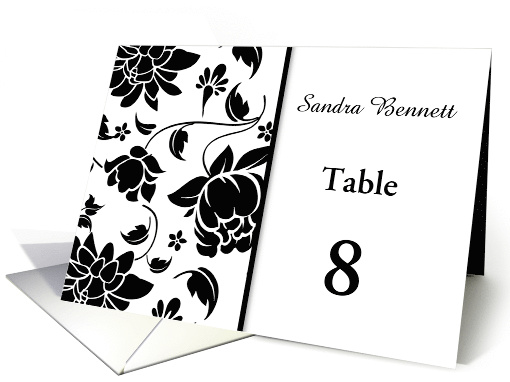 Wedding party Place card - Damask black white floral card (772932)