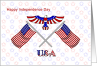 4th of July, Independence Day - American flag and Eagle card
