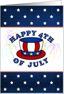 USA Independence Day, 4th of July - Uncle Sam’s hat, stars and stripes card