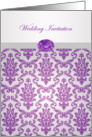 Wedding Invitation - Damask pattern purple with amethyst picture card
