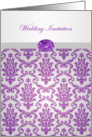 Wedding Invitation - Damask pattern purple with amethyst picture card