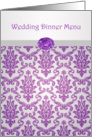 Wedding Dinner Menu - Damask pattern purple with amethyst picture card