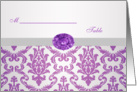 Wedding Place card - Damask pattern purple with amethyst picture card