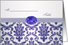 Wedding Place card - Damask-like dark blue gemstone picture card