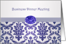 Business Dinner meeting place card - Damask-like dark blue with gemstone picture card