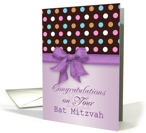 Congratulations, Bat Mitzvah - pink purple polka dots,... (833917)