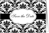 Save the Date - Damask black and white card