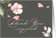 Thank You Pink Flowers and Gold Effect Confetti card