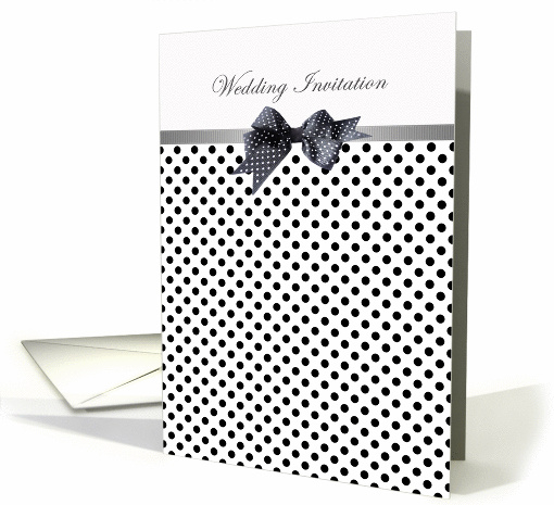Wedding Invitation - black and white polka dot card (840217)