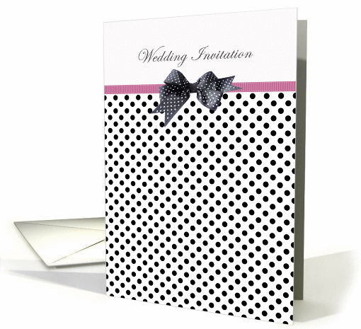 Wedding Invitation - black and white polka dot card (840218)