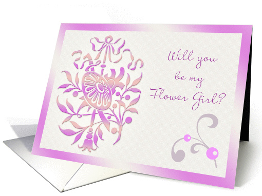 Flower Girl Invitation - Swirls and decorative daisy flower card