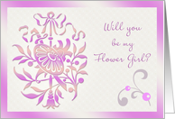 Flower Girl Invitation - Swirls and decorative daisy flower card