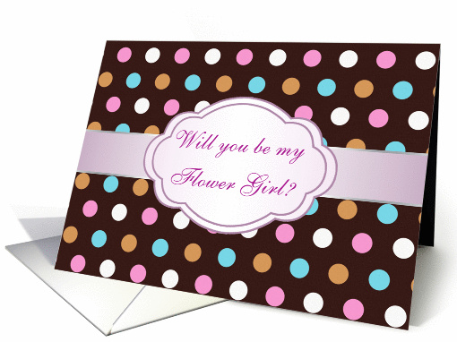 Flower Girl Invitation - Multi - colored polka dot card (849120)