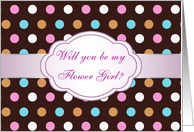 Flower Girl Invitation - Multi - colored polka dot card