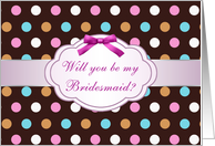 Bridesmaid Invitation - Multi - colored polka dot and ribbon effect card