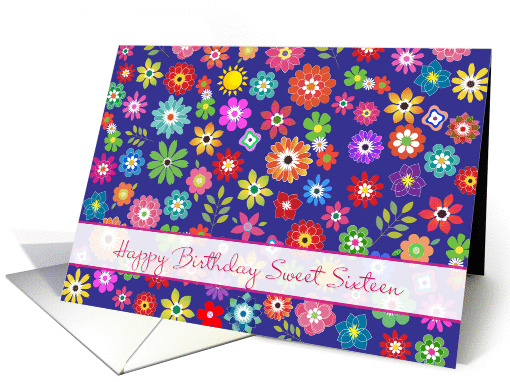 Birthday Sweet 16 - Colorful summer flowers card (849931)