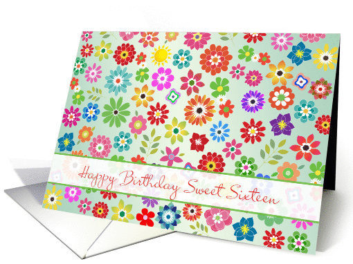 Birthday Sweet 16 - Colorful summer flowers card (849933)
