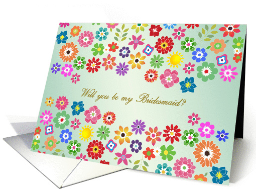 Bridesmaid Invitation - Colorful summer flowers, 1960-x style card