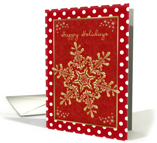 Red and gold Business Christmas card - snowflakes and polka dot card