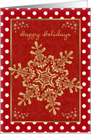 Red and gold Business Christmas card - snowflakes and polka dot card