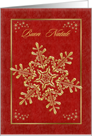 Buon Natale Italian Christmas card - gold snowflakes on red background card