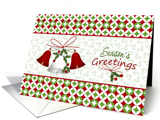 Christmas Season's Greetings card - bells and holly card (866090)