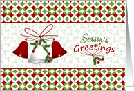 Christmas Season’s Greetings card - bells and holly card