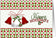 Christmas holiday card - bells and holly card