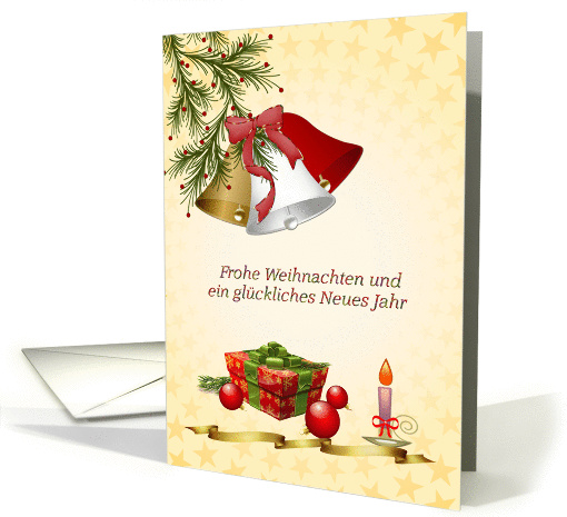 Frohe Weihnachten German Christmas - bells, pine, candle... (866609)