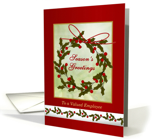 Business Christmas Employee - wreath and holly card (871014)